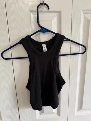 Lululemon Hold Tight Cropped Tank Top Ribbed Black Size 2 thumbnail 4