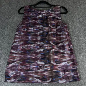Lord & Taylor Silk Cotton Ikat Print 2 Piece Set Top & Skirt Purple Blue Sz 8 M thumbnail 12