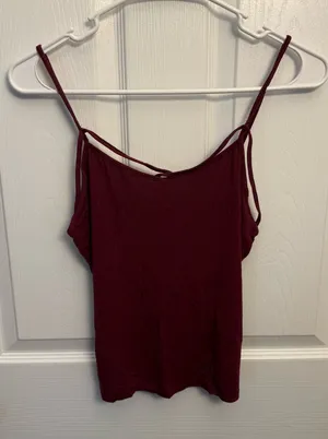 American Eagle Soft & Sexy Burgundy Layered Cami Tank Top thumbnail 1