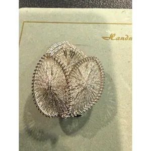 Womens Clip On Earrings Silver‎ Tone Mesh Wire Floral Western Germany Vintage thumbnail 3