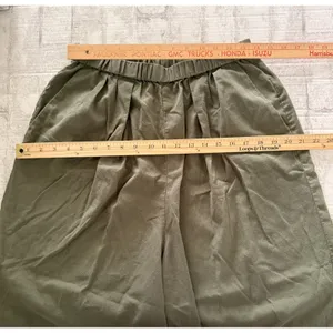 Studio CLIP Japanese Olive Green Rayon Hemp Blend Wide Leg Elastic Pants Sz L thumbnail 7
