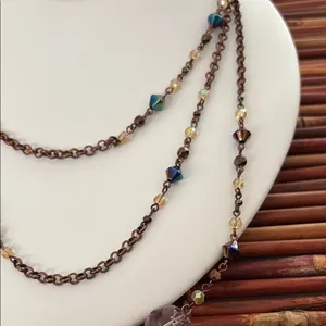 Lia Sophia Three Strand Multicolor Beaded Necklace thumbnail 3