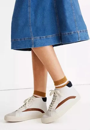 MADEWELL Sidewalk High-Top Sneakers Colorblock Leather White Brown Size‎ US 9 thumbnail 1