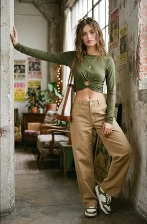 URBAN OUTFITTERS Long Sleeve Streetwear Y2K 1990s Casual Grunge Long Sleeve Crop thumbnail 1