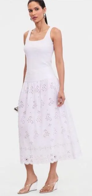 INC International Concept Crystal Embellished Eyelet Midi Skirt Size Large thumbnail 1