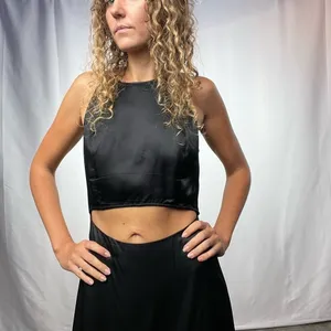 Zara‎ Satin Cut Out Sleeveless Midi Dress in Black Size Small thumbnail 2
