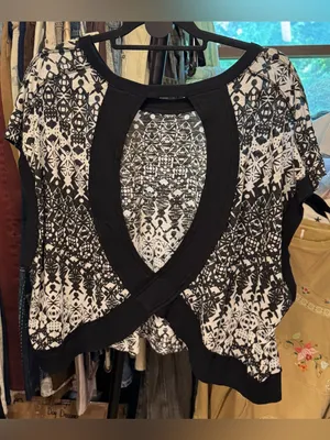 NWT Free People FP Movement My Time Printed Tee - White Black Geo Combo - XL thumbnail 8