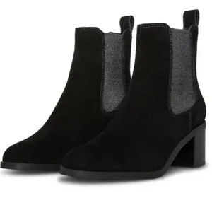 Steve Madden Black Leather Stacked Heel Ankle Boots Suede Booties Size 6B thumbnail 2