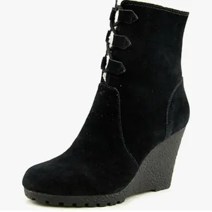 Michael Kors Black Suede Rory Wedge Heel Boots thumbnail 1