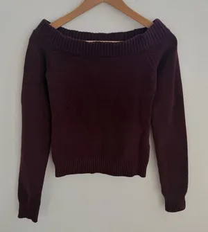 Edikted burgundy off the shoulder sweater thumbnail 1