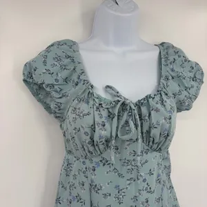 Pink Republic Babydoll =Floral Dress XS Milkmaid Coquette Cottagecore Bow Sage thumbnail 3