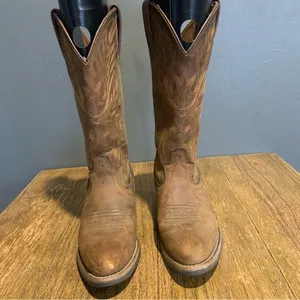 Justin Boots Women’s western cowboy size 6.5B riding boots brown leather thumbnail 5