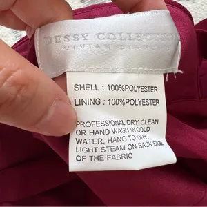 Dessy Collection High-Neck Backless Crepe Trumpet Gown In Burgundy NWT thumbnail 7