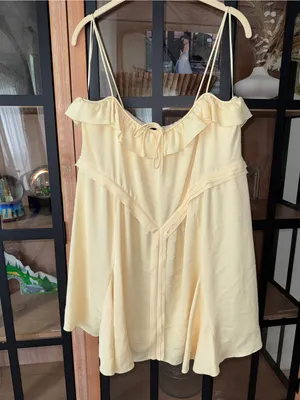 Zara Collection butter yellow ruffle mini dress tie front flowy flouncy thumbnail 2