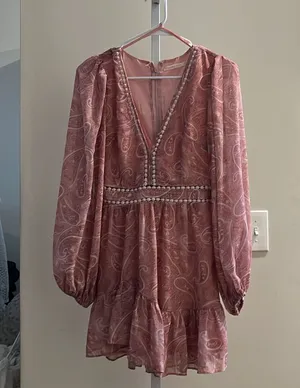 Aje Pink Plunge Neck Tiered Midi Dress thumbnail 1