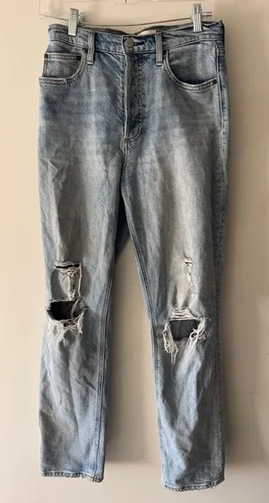 Aritzia Denim Forum Light Wash The Arlo‎ High Rise Straight Distressed Jeans thumbnail 1