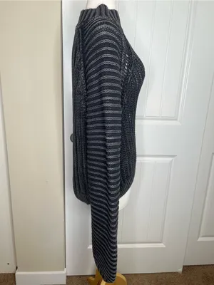 Free People Sweetheart Sweater Black Charcoal Womens Size M Fisherman Oversized thumbnail 4