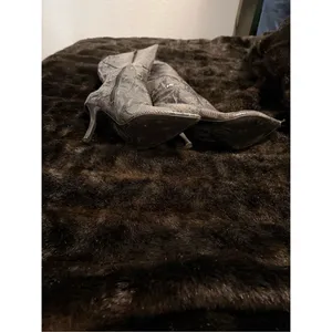 Nine West faux snake skin stiletto knee high boots 6.5 quiet luxury animal thumbnail 4