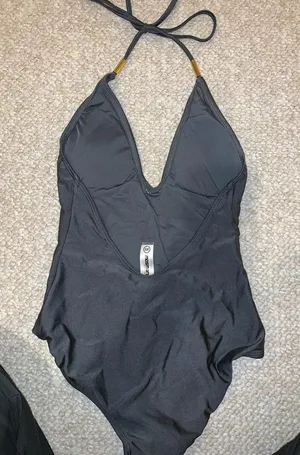 Grey Low Cut One Piece Swimsuit thumbnail 3