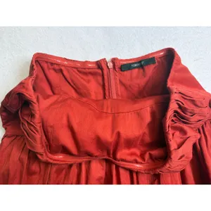 Forever 21 Rust Red Strapless Tiered Maxi Dress Boho Sweetheart Neckline Cotton thumbnail 6