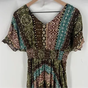 Rabbit Rabbit Rabbit Tribal Boho Printed‎ Chiffon Batwing Asymmetrical Hem Dress thumbnail 14