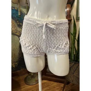 Sugar Thrillz Dolls Kill Crochet Knit Shorts Ivory Cream Cotton Boho Festival M thumbnail 2