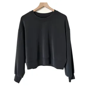 Lululemon Perfectly Oversized Cropped Crew Sweatshirt Charcoal Grey LW3EZLS Sz 6 thumbnail 2