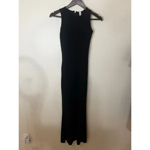 Popilush Black Ribbed Sleeveless Bodycon Maxi Dress Shapewear SMALL Crew Neck thumbnail 2
