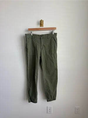 Gap Mid Rise Utility Twill Jogger Pants Olive Green Medium thumbnail 2