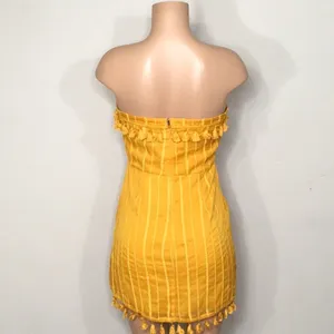 Honey punch gold strapless mini dress with tassels. New with tags thumbnail 4