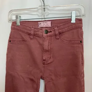 Free People Burgundy Maroon Edgy Emo Punk Whimsigoth Skinny Denim Jeans Pants 25 thumbnail 3