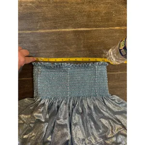 Queen of Sparkles Powder Blue‎ Metallic Swing Womens High Waisted Shorts size XS thumbnail 7