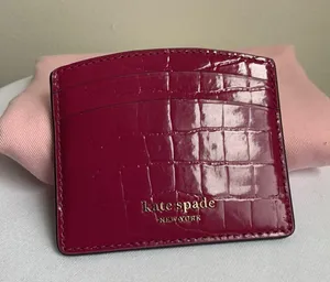 Kate Spade Sylvia Croc Embossed Cardholder Wallet- Berry Blitz thumbnail 2