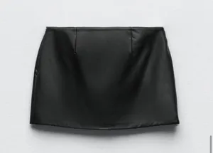 Zara Black Faux Leather Mini Skirt thumbnail 2