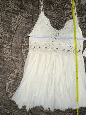 Free People NWT Women’s Size M White Cotton Lace Detail Ilektra Mini Slip Dress thumbnail 10