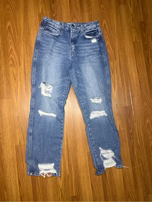 Flying Monkey Ultra High Rise Distressed Straight Leg Ankle Jeans 26 x 25.5 thumbnail 2