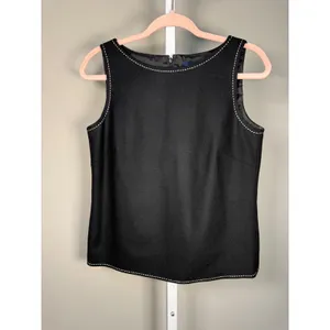 Ann Taylor‎ Black Wool Blend Tank Top Contrast Stitch Sleeveless Size 6 thumbnail 2