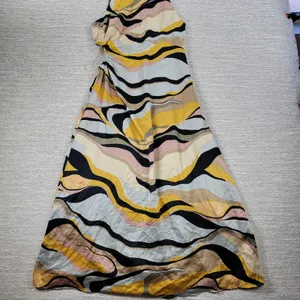 Sugarlips Lourdes Cut Out Dress Womens Large Yellow Tan Ruched Midi Silky Lined thumbnail 15