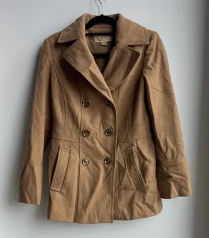Michael Kors Camel Double-Breasted Pea Coat Size 4 thumbnail 1