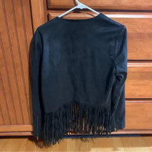 Forever 21 Boho Western Wear Hippie Fringe Cropped Jacket Black Women's Large thumbnail 10