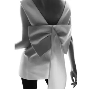 Zara Short waistcoat dress with lapel collar with voluminous back bow NEW thumbnail 4