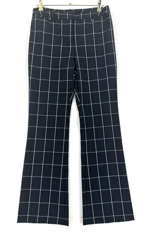 Alfani Windowpane Plaid Pants Women 8 Black White Straight Leg Stretch Trousers thumbnail 1