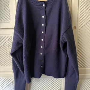 Navy Button-Front Ribbed Cardigan thumbnail 14