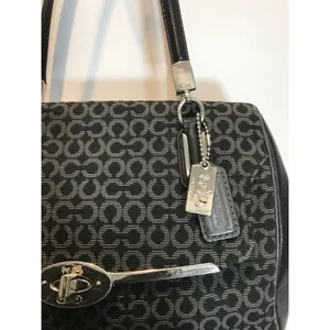 Coach Madison Madeline East/West Satchel Black/Gray Sig Jacquard EUC thumbnail 2