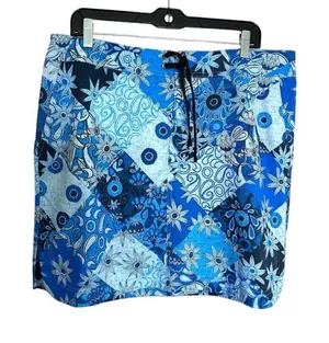 Rip Skirt‎ Hawaii Wrap Skirt Women Size XL Blue Beach Swim Cover Up Tropical thumbnail 1