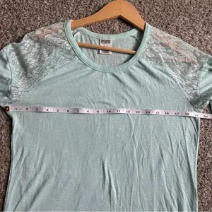 🦋PINK Victoria's Secret Mint Green Lace Shoulder Blouse Casual Comfy Pastel thumbnail 5