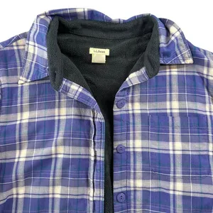 L.L. Bean Purple Plaid Fleece Lined Flannel Shirt Jacket Outdoor Cabincore‎ Cozy thumbnail 2
