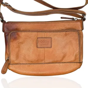 Vintage Fossil Brown Camel Tan Pebbled Leather Bag Crossbody Purse‎ Organizer thumbnail 2