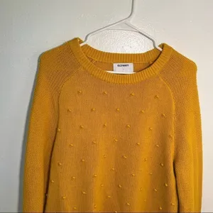 Old Navy Women's Size Large Hi Emotion‎ Pullover Sweater Mustard Yellow Crewneck thumbnail 3