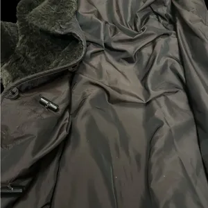 reversible brown four Persian lamb coat raincoat size large Elegant Faux FurCoat thumbnail 3